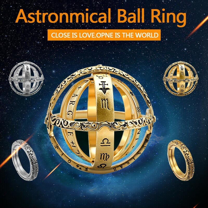Astronomical Sphere Ball Ring Cosmic Finger Ring Couple Lover Jewelry Gifts TC21