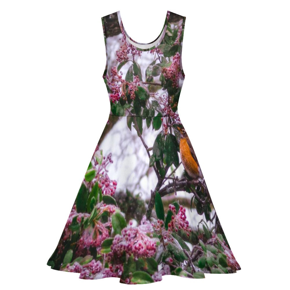 Round Neck Sleeveless Large Hem Dress