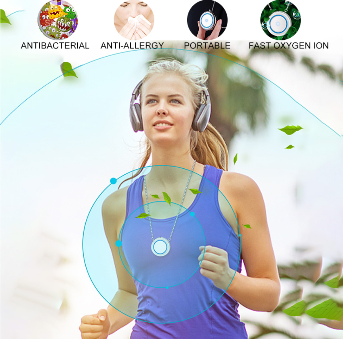 Wearable Air Purifier Necklace Mini Portable USB Air Cleaner Negative Ion Generator Low Noise Air Freshener