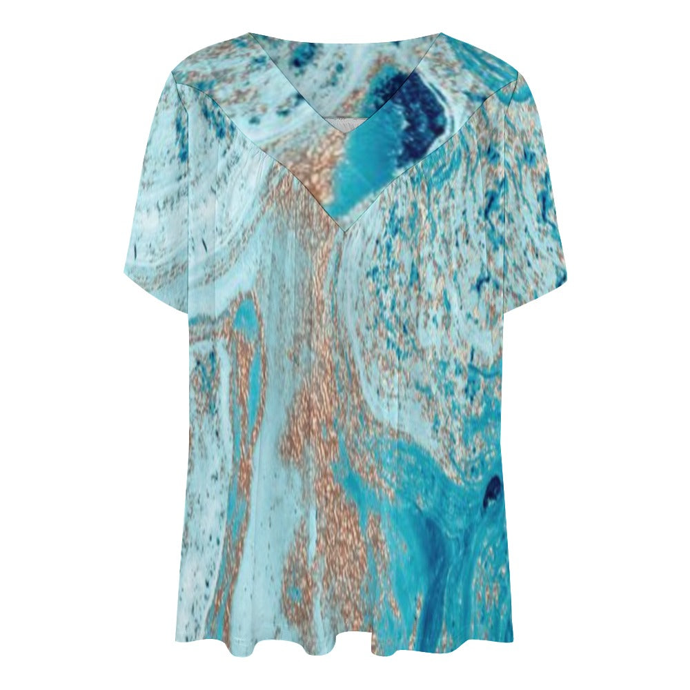 V-neck loose short sleeve T-shirt