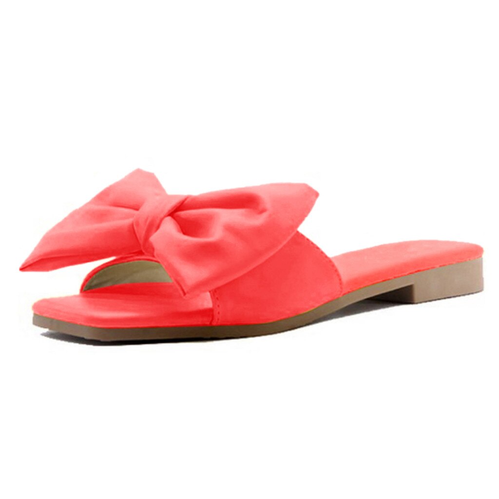 Women's Sandals Bowknot Flat Slippers Casual Beach Indoor&Outdoor Shoes