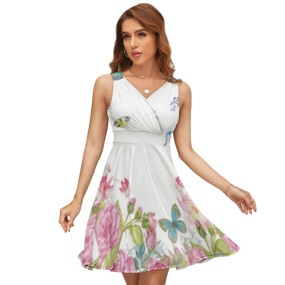 Ladies Sleeveless White Polka Dot Dress