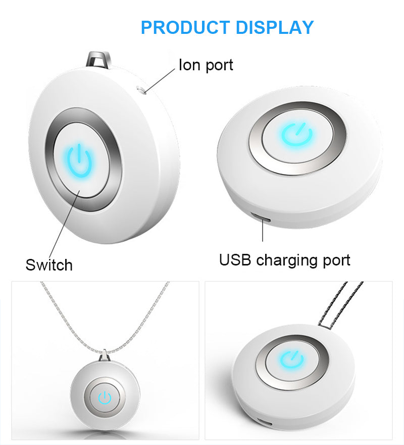 Wearable Air Purifier Necklace Mini Portable USB Air Cleaner Negative Ion Generator Low Noise Air Freshener