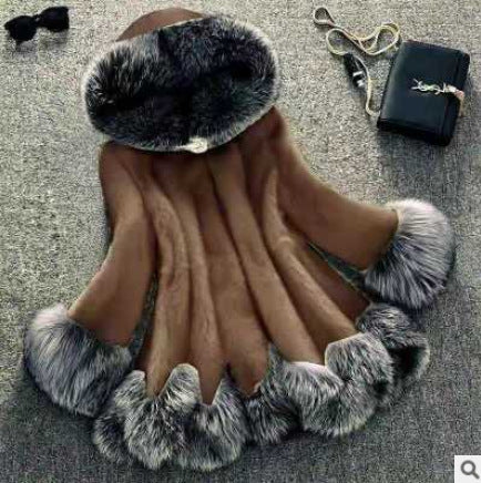 New Faux Coat White Gray With Hat Jacket Mink Luxury Long Coat Imitation Jacket Women Coat Plus Size 4XL WDC996