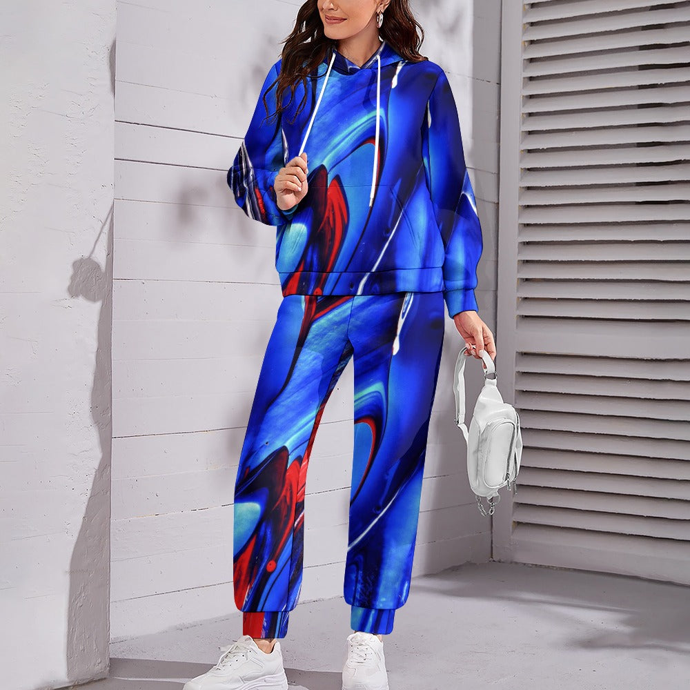 Women's Cotton Fullly Print Sweatshirt Suit