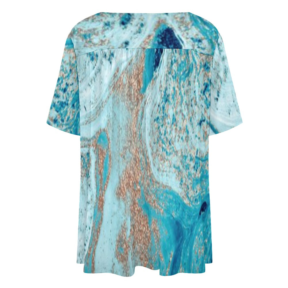 V-neck loose short sleeve T-shirt