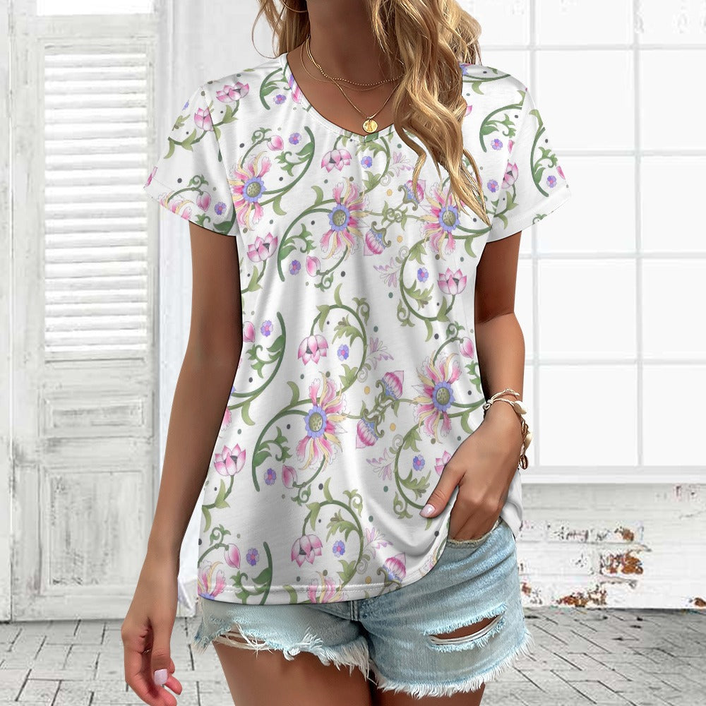 V-neck short sleeve T-shirt