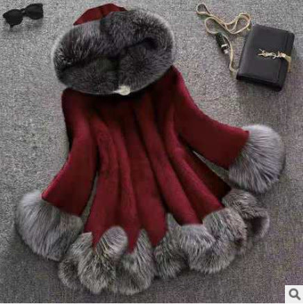 New Faux Coat White Gray With Hat Jacket Mink Luxury Long Coat Imitation Jacket Women Coat Plus Size 4XL WDC996