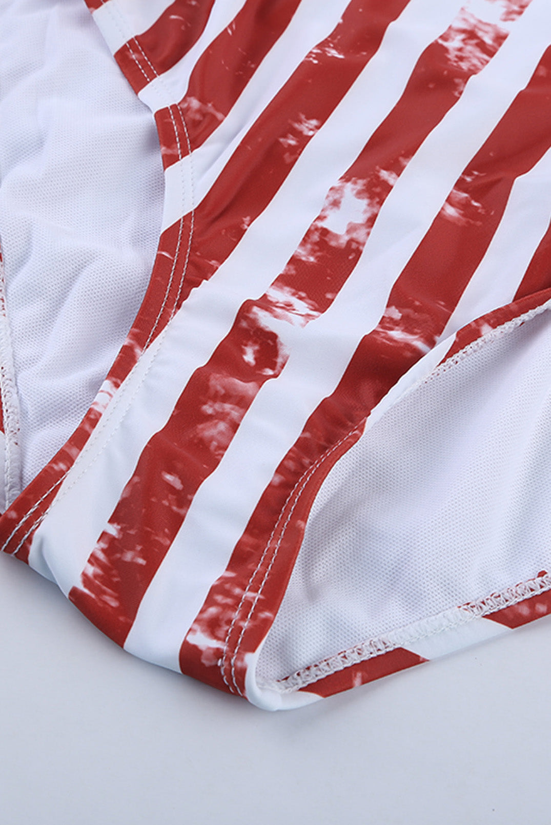 Flag Print Stars and Stripes Criss Cross Back One Piece Swimsuit