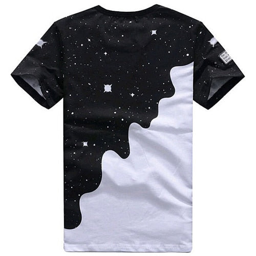 Men Fashion Summer Milk Poured Pattern Inverted Milk 3D T shirt Printed Short Sleeve Round Neck Slim casual T-shirt hot
