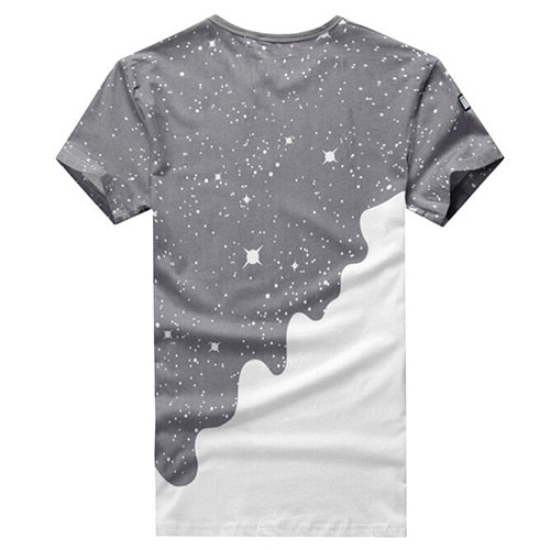Men Fashion Summer Milk Poured Pattern Inverted Milk 3D T shirt Printed Short Sleeve Round Neck Slim casual T-shirt hot