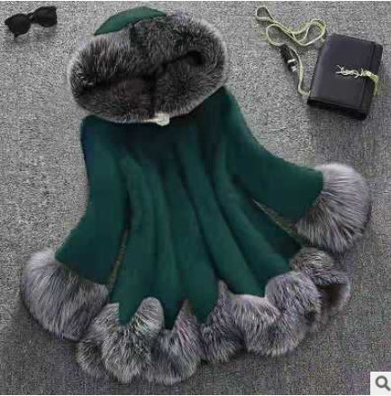 New Faux Coat White Gray With Hat Jacket Mink Luxury Long Coat Imitation Jacket Women Coat Plus Size 4XL WDC996