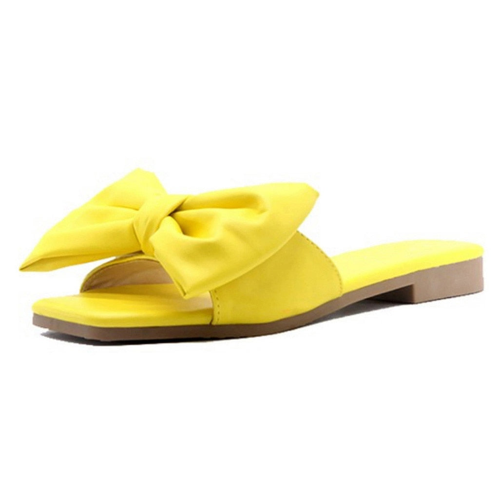 Women's Sandals Bowknot Flat Slippers Casual Beach Indoor&Outdoor Shoes