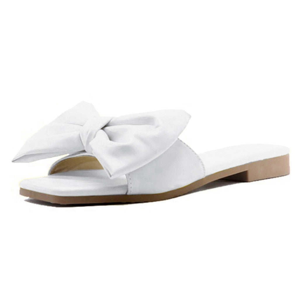 Women's Sandals Bowknot Flat Slippers Casual Beach Indoor&Outdoor Shoes
