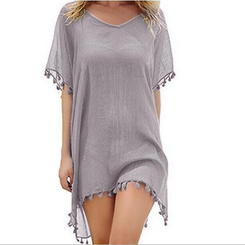 Chiffon Tassels Beach Wear Women Swimsuit Cover Up Swimwear Bathing Suits Summer Mini Dress