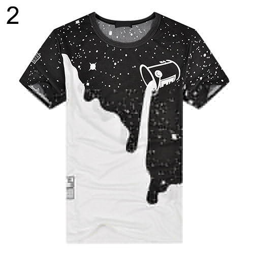 Men Fashion Summer Milk Poured Pattern Inverted Milk 3D T shirt Printed Short Sleeve Round Neck Slim casual T-shirt hot