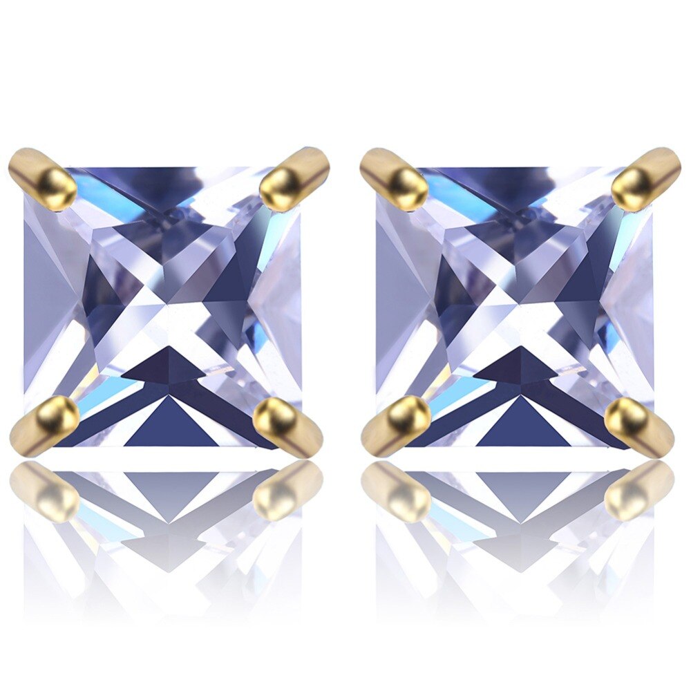 Hip Hop Bling Stud Earrings Gold/Silver Color Iced Out Micro Pave 8mm CZ Stone Lab D Earrings