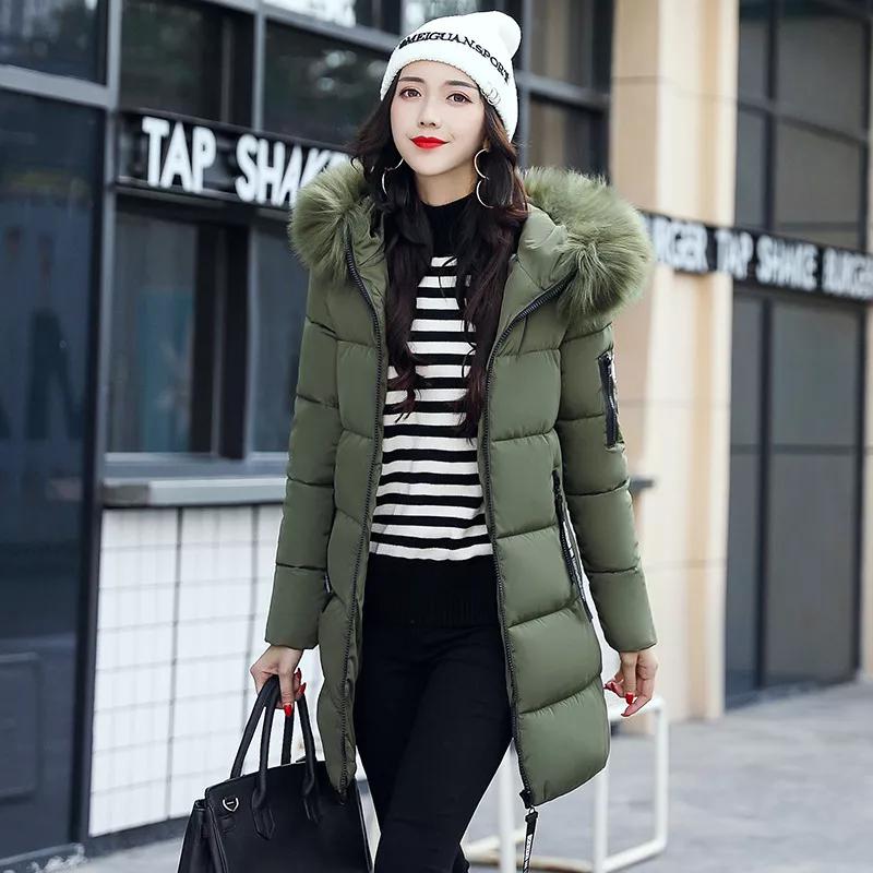 Women's Clothing Down Coat Big Hair Collar Cotton Padded Jacket
