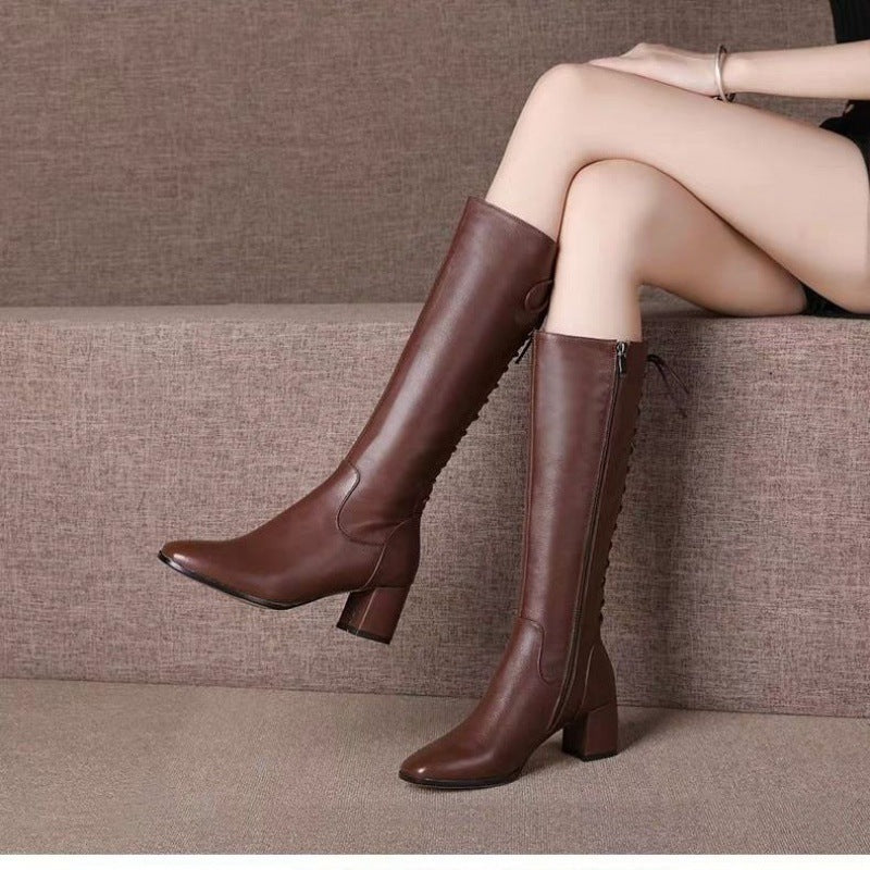 Net red riding boots but knee boots 2022 autumn/winter new high boots for women in England long thin tie female manufacturers