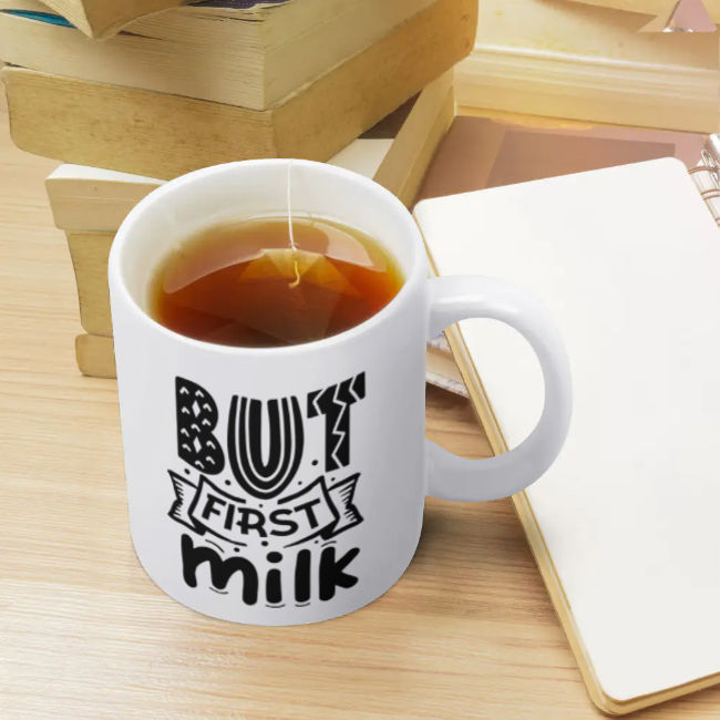 White mug (double-sided printing / pattern symmetry)