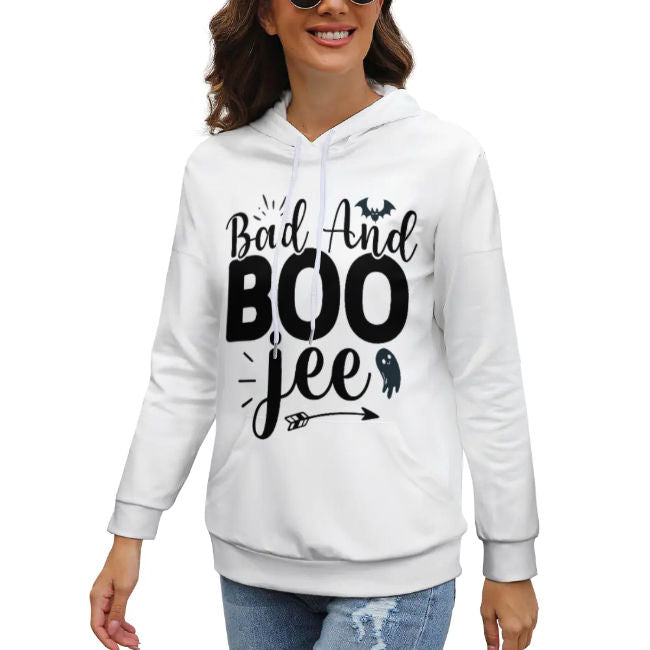 Drop-Shoulder Sleeve Hooded Sweater (Multi-image design)