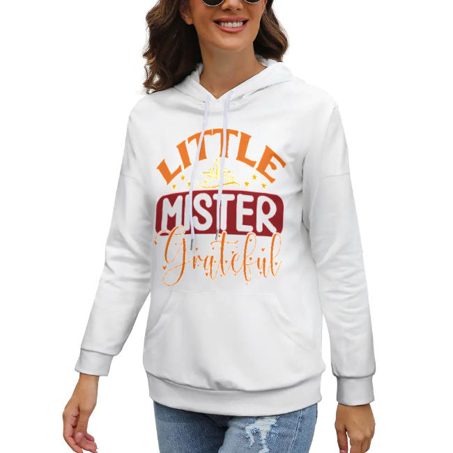 Drop-Shoulder Sleeve Hooded Sweater (Multi-image design)