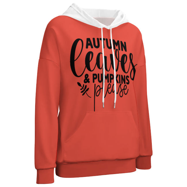 Drop-Shoulder Sleeve Hooded Sweater (Multi-image design)