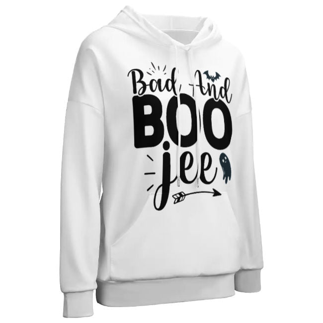 Drop-Shoulder Sleeve Hooded Sweater (Multi-image design)