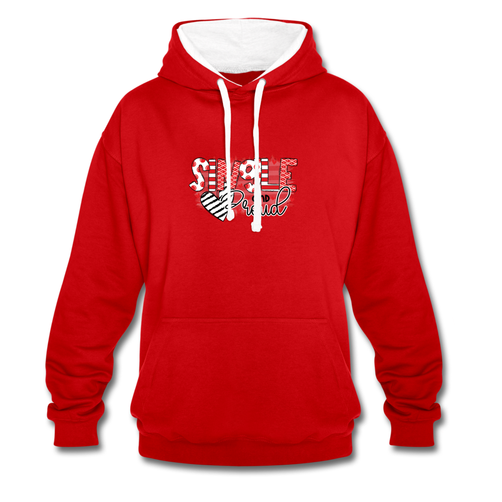 Contrast Colour Hoodie - red/white