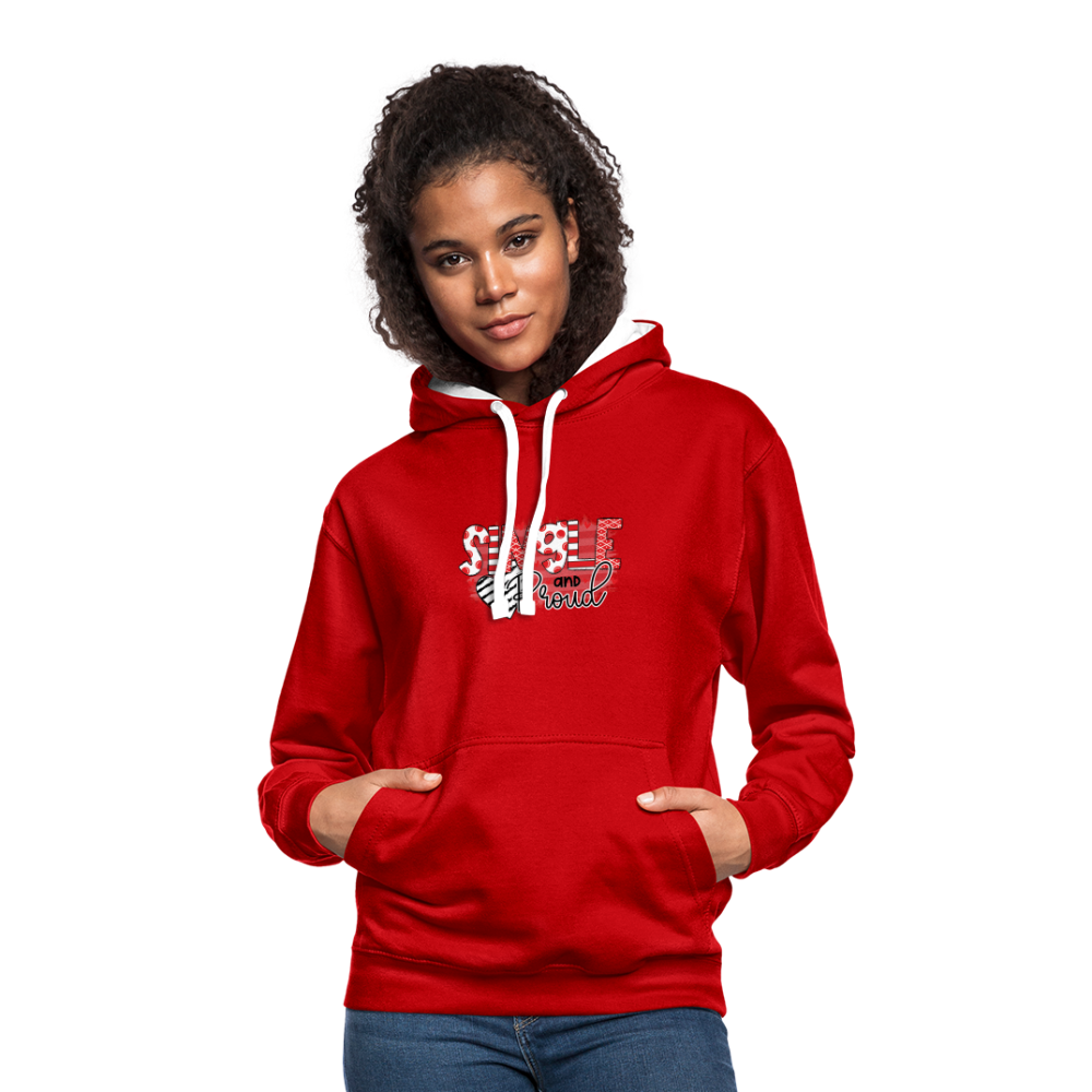 Contrast Colour Hoodie - red/white