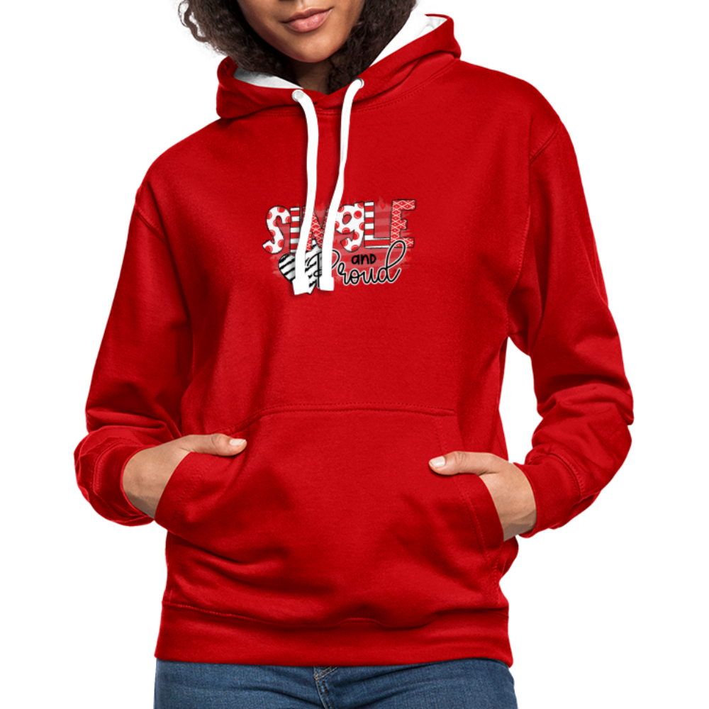 Contrast Colour Hoodie - red/white