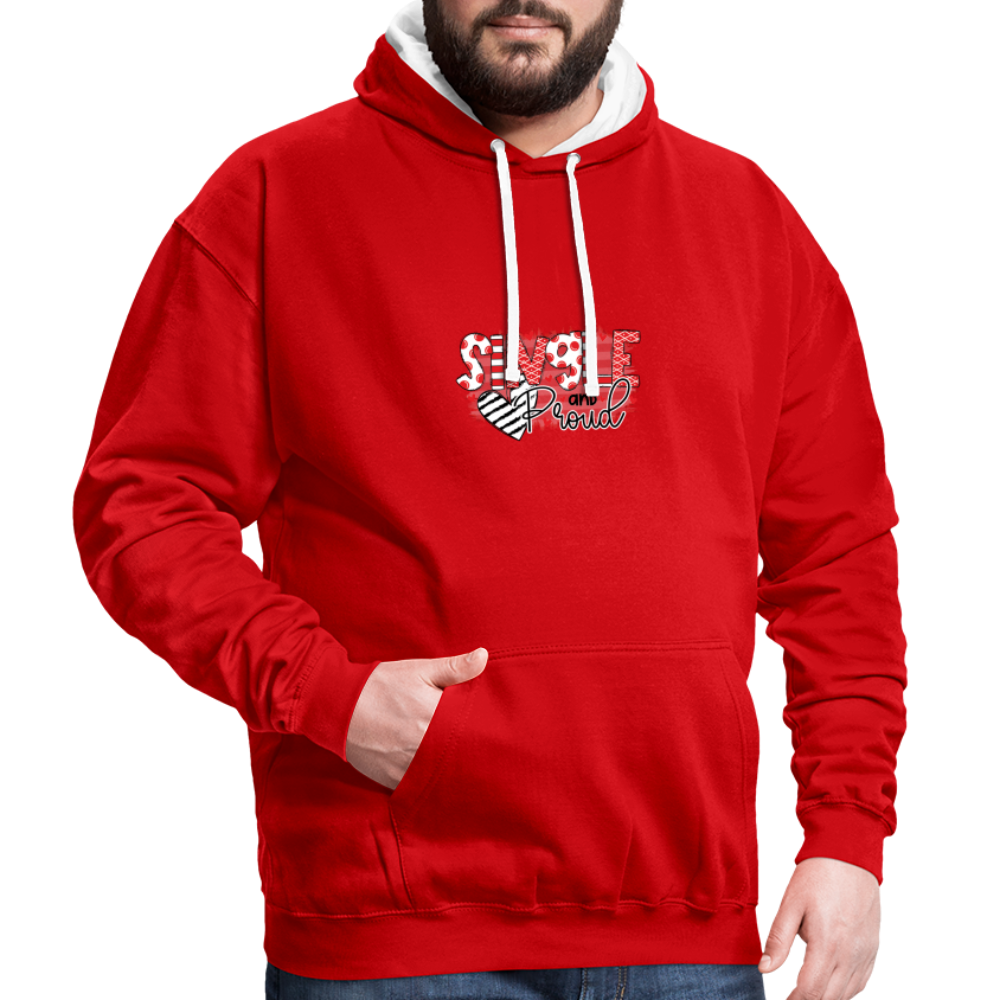 Contrast Colour Hoodie - red/white