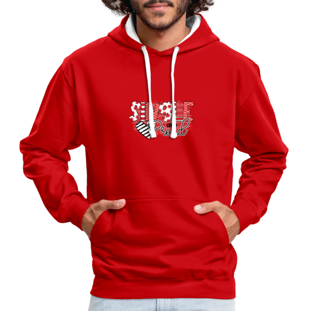 Contrast Colour Hoodie - red/white