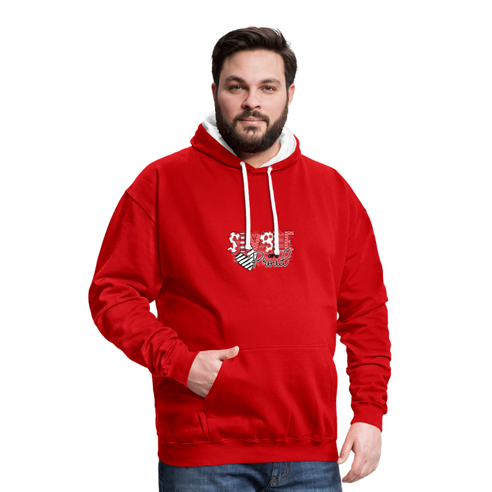 Contrast Colour Hoodie - red/white