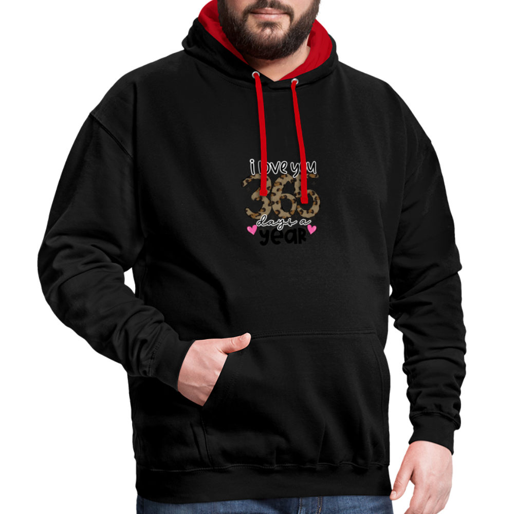 Contrast Colour Hoodie - black/red