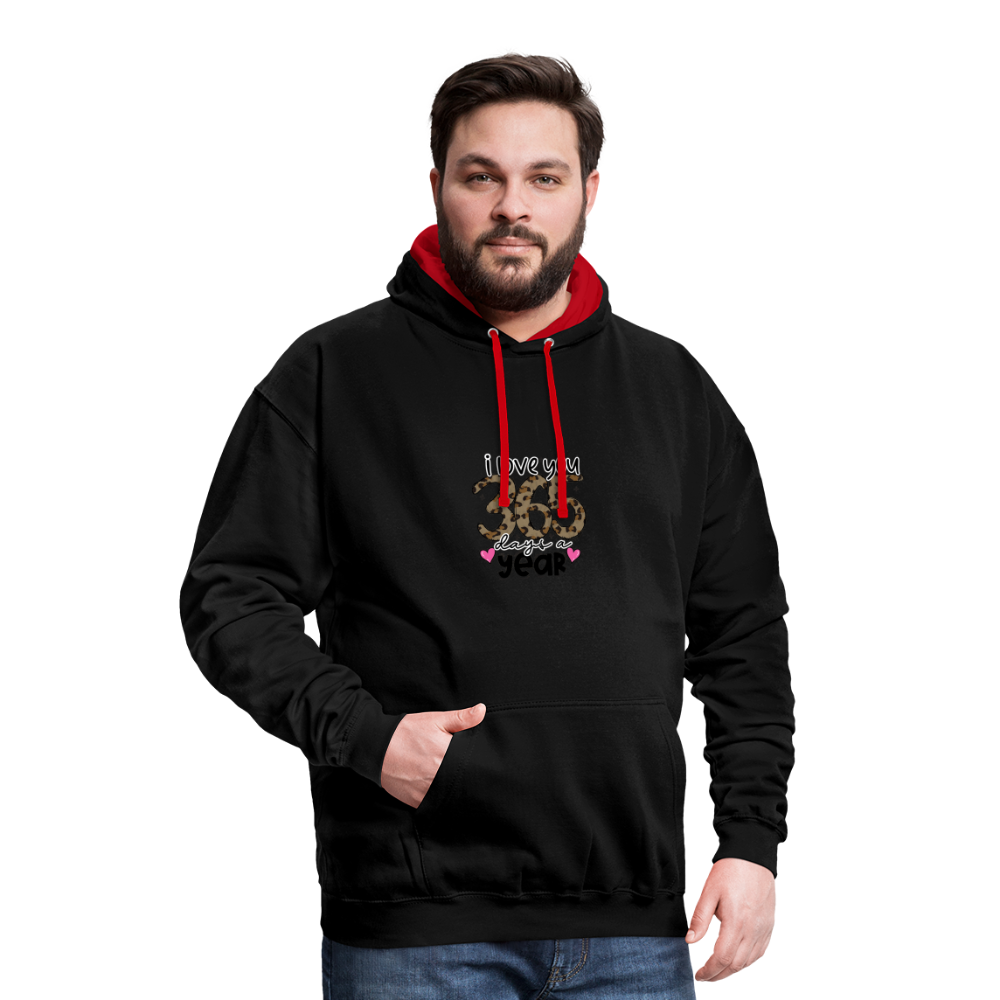 Contrast Colour Hoodie - black/red