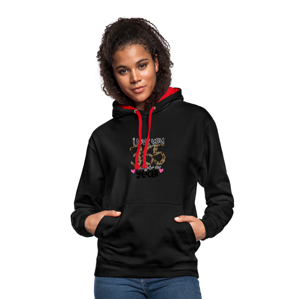 Contrast Colour Hoodie - black/red