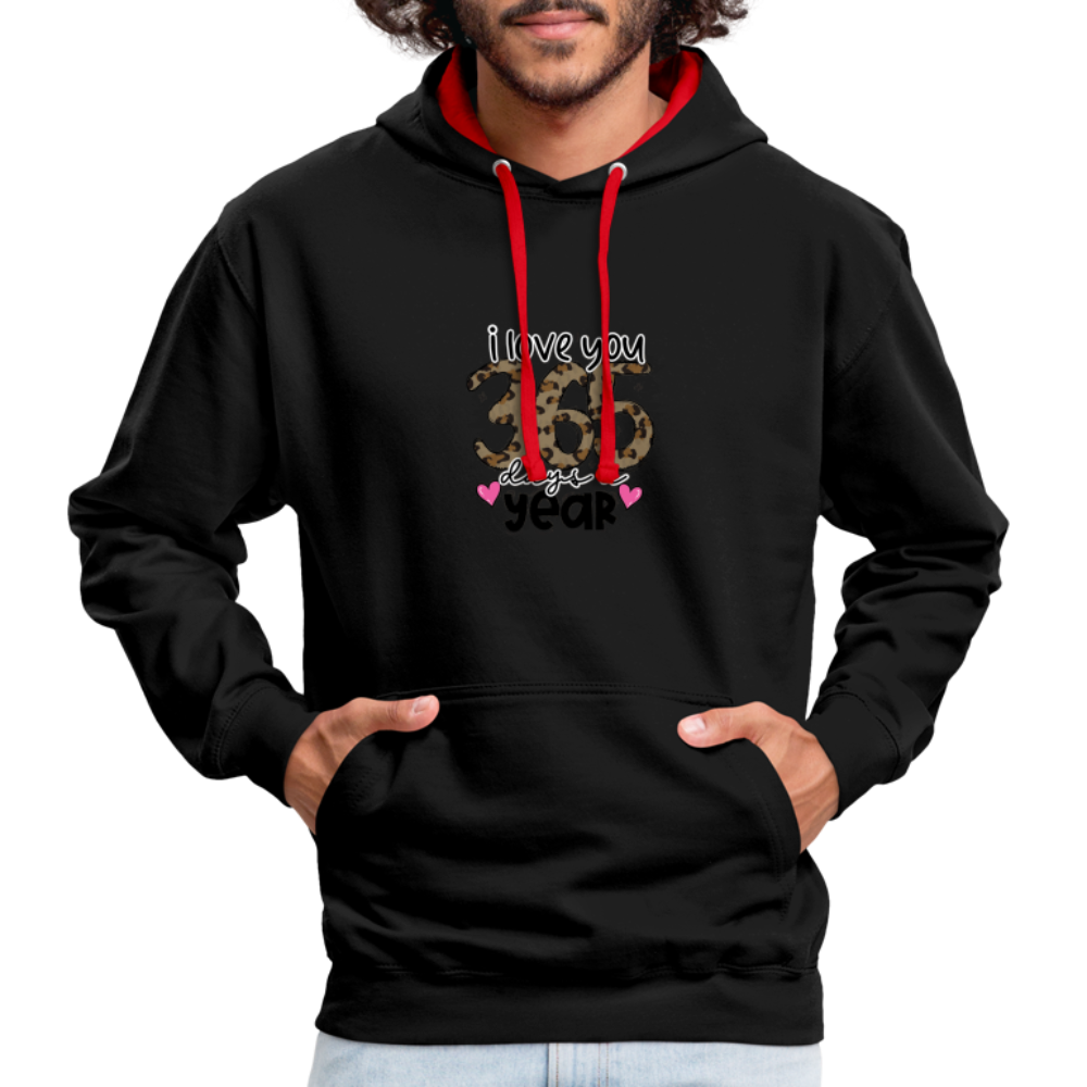 Contrast Colour Hoodie - black/red