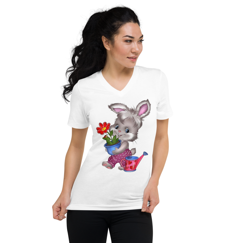 Unisex Short Sleeve V-Neck T-Shirt