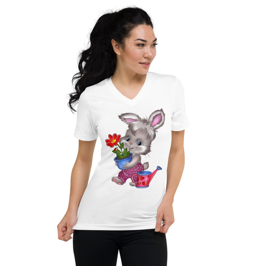 Unisex Short Sleeve V-Neck T-Shirt