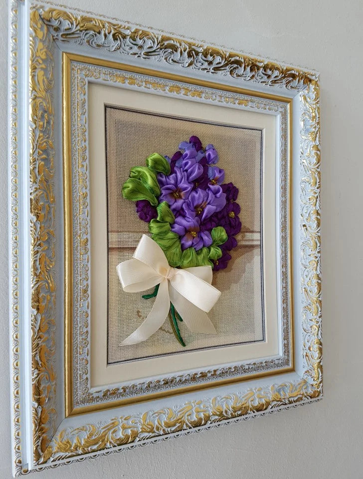 Violete - Broderie cu panglici ( 3D )