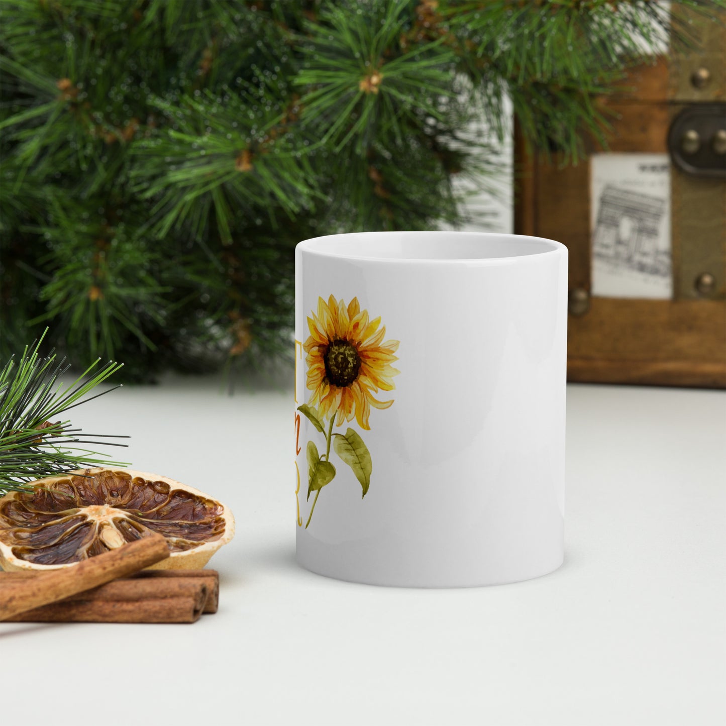 White glossy mug