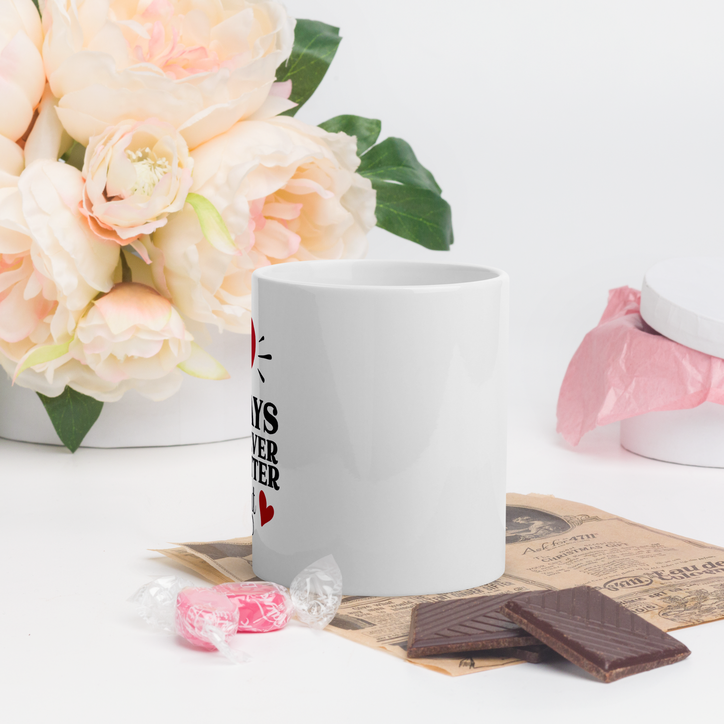 White glossy mug