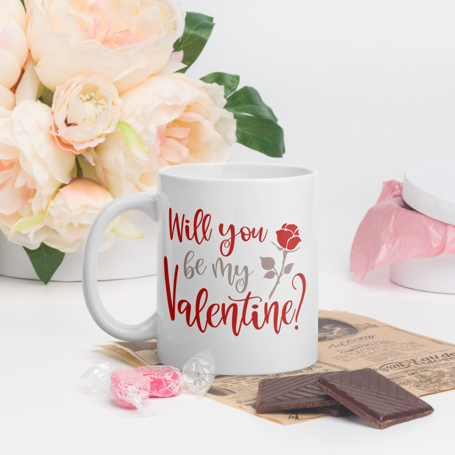 White glossy mug