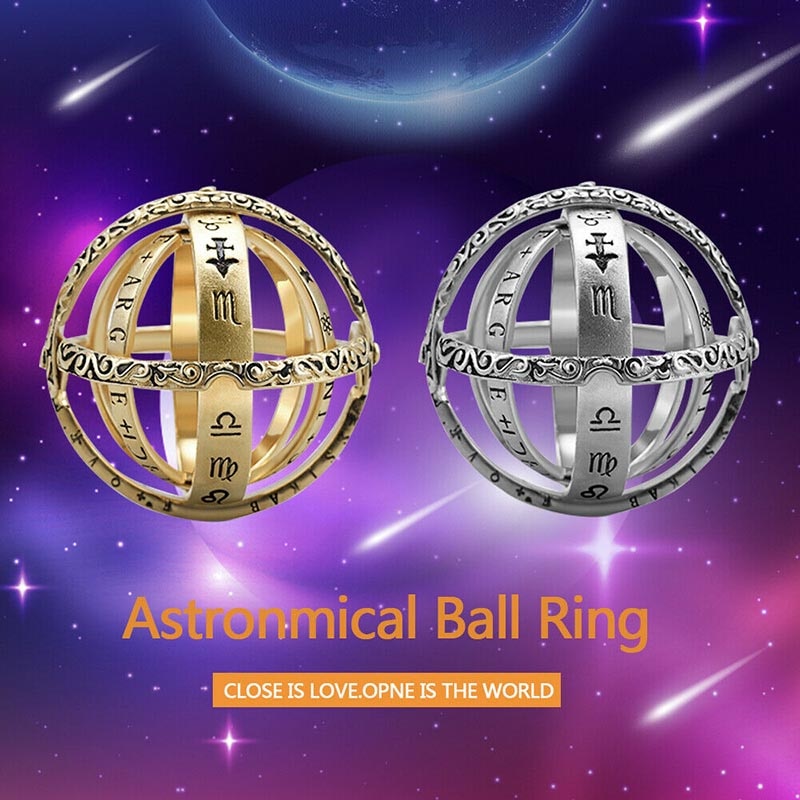 Astronomical Sphere Ball Ring Cosmic Finger Ring Couple Lover Jewelry Gifts TC21