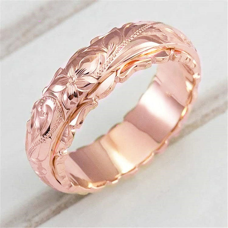 Vintage Gold Wedding Rings for Women Creative Rose Flower Promise Women's Rings Simple Metal Female Engagement Jewelry Gifts