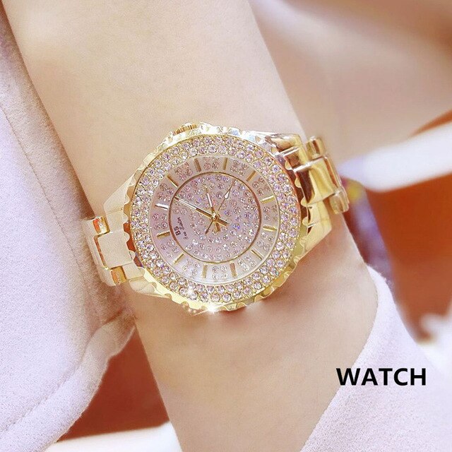 Women Watches Luxury Brand Diamond Quartz Ladies Rose Gold Watch Stainless Steel Clock Dress Watch women relogio feminino
