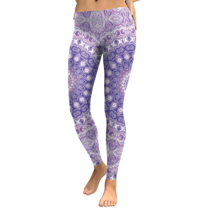 Arrival Leggings Women Purple Mandala Flower Digital Printed Leggins Woman Slim Elastic Workout Plus Size Legging