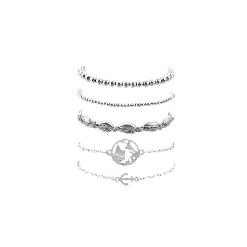 Simple Atmospheric Fashion Bracelet Metal Shell Maps Bohemian Wind Women Jewelry Bracelet Wedding Accessories