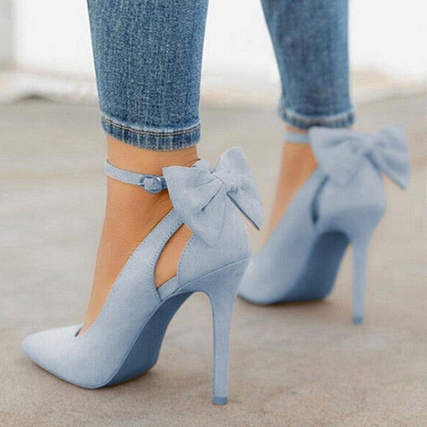 Women High Heels Brand Pumps Women Shoes Pointed Toe Buckle Strap Butterfly Summer Sexy Party Shoes Wedding Shoes